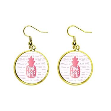 Imagem de Brinco feminino com pingente dourado de pinheiro, cor e sabor de fruta, joia