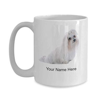 Imagem de Caneca de cachorro maltês personalizada - Copo maltês personalizado - Caneca de café personalizada - Caneca de café de 425 g