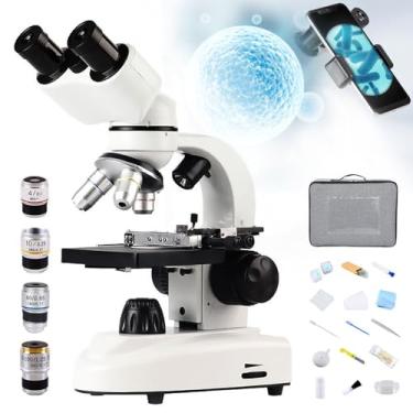 Imagem de MicroscóPio de LaboratóRio Composto BinóCulo LED 40X-20000X,Conjunto de AcessóRios Operacionais, MicroscóPio BiolóGico de EducaçãO Domiciliar para Escolar,10000X
