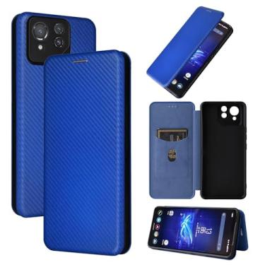 Imagem de Magnetic Carbon Fiber Flip Leather Wallet Case For Asus ROG Phone 8 / ROG Phone 8 Pro (Color : Blue, Size : For ROG8)