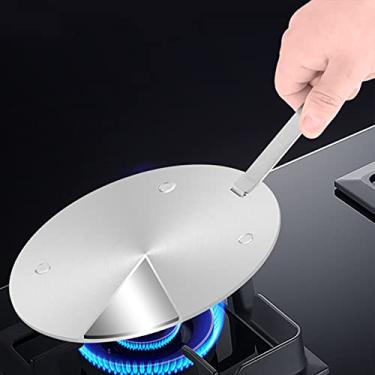 Imagem de Difusor de calor para fogão a gás de vidro, placa difusora de calor, placa adaptadora de placa de indução com alça removível, disco conversor adaptador de placa de indução, 20 cm