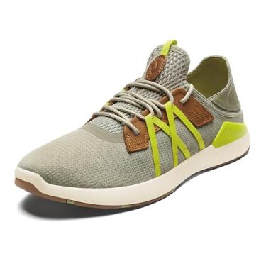 Imagem de OLUKAI Mio Li Tênis esportivo masculino, malha leve e respirável, ajuste confortável e solas de borracha com aderência úmida, ilhós de couro em relevo premium, Névoa/Citron, 39