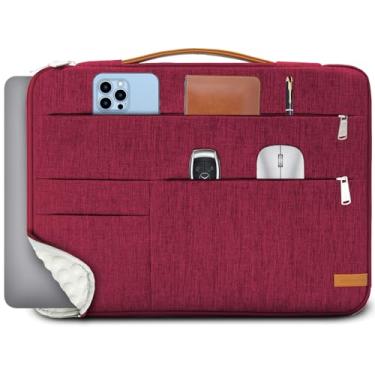 Imagem de KINGSLONG Bolsa para laptop de 13,3 polegadas, bolsa fina à prova de choque, capa para transporte de computador compatível com MacBook Air/Pro, Acer Asus Dell HP Red