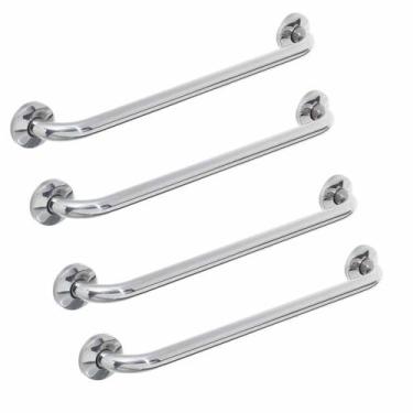 Imagem de Kit 4 Alças Apoio Banheiro Inox Idoso Deficiente Cadeirante Acessibili