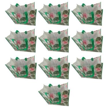 Imagem de Bolsa Ecologica Ecobag Sacola de Ombro Alça Kit 10 Unidades Pratica Co
