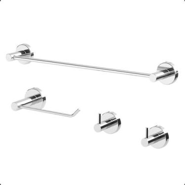 Imagem de Kit de Acessórios para Banheiro Aço Inox e Metal Prata Alto Brilho 4 I