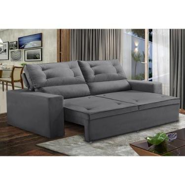 Imagem de Sofá Retrátil e Reclinável 3 lugares com Molas 1,80m Liara Suede Cinza