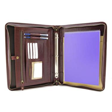 Imagem de Noda Pasta de portfólio com zíper, organizador de documentos de currículo de entrevista. Suportes internos para iPad/tablet (até 10,1 polegadas), telefone e cartões de visita. Capa de couro legítimo.