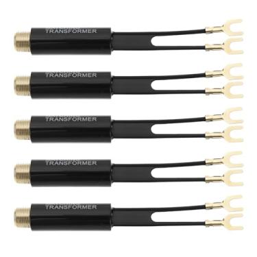 Imagem de eMagTech 5 peças transformador correspondente UHF VHF FM transformador macho conector F adaptador transformador para TVs, rádios, receptores A/V, mini sistemas
