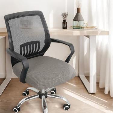 Imagem de Capa para cadeira de computador, espessa, giratória, para escritório, capas elásticas universais, capa simples para banco cinza claro, tamanho pequeno