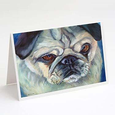 Imagem de Caroline's Treasures 7422GCA7P Cartões de felicitações e envelopes Pug in Thought, pacote com 8, 7 x 5, multicolorido