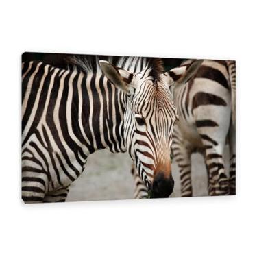 Imagem de Decoração de parede com estampa de zebra, imagem de animal zebra de savana africana, pintura de animal preto e branco, arte de parede, closeup, relaxamento/calmo, sala de estar, quarto, decoração de