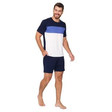 Imagem de Pijama Masculino Curto Visco 258041 - Cia do Pijama, GG, Marinho