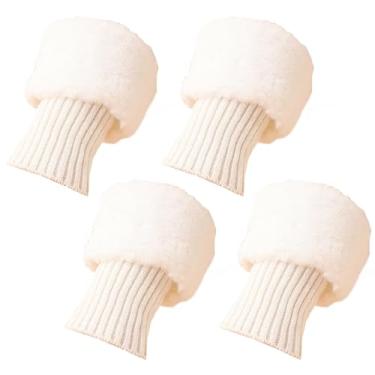 Imagem de Polainas femininas de pelúcia de pele sintética, 2 pares de punhos de perna felpudos curtos e felpudos, punhos difusos brancos e aquecedores de botas para mulheres e meninas no inverno