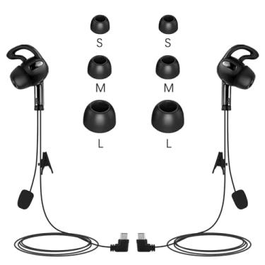 Imagem de GaiRen Pacote com 2 fones de ouvido USB tipo C esquerda e direita, fone de ouvido com gancho, adequado para rádio intercomunicador de futebol V6 V4 atualizado