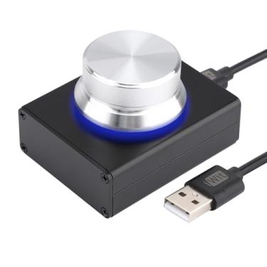 Imagem de DROK Botão de volume USB, botão de controle de volume USB externo com função de mudo de 1 tecla compatível com Win7 8 10 XP Mac Vista Android, preto e prata