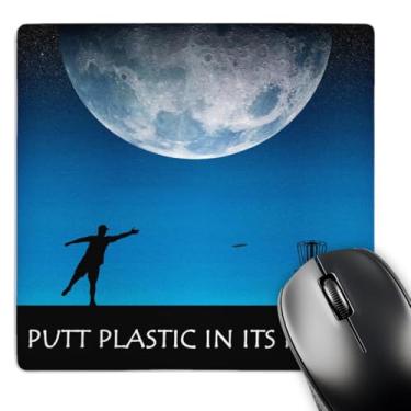 Imagem de 3dRose Mouse pad LLC Putt Plastic Place 6 Silhouette of Frisbee Disc Golfer Putting Under The Moon Pattern (mp_18422_1)