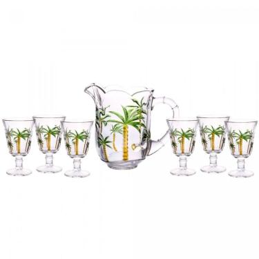 Imagem de Conjunto Jarra E 6 Taças Cristal Palm Hand Painting - Lyor