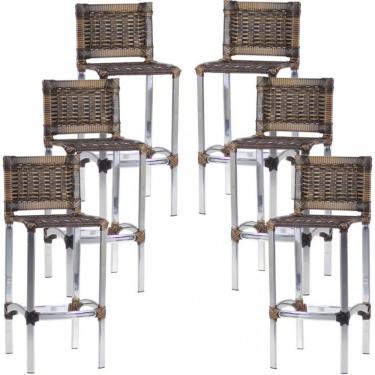 Imagem de 6 Banquetas Madri Em Alumínio Cozinha E Balcão E área Trama Argila