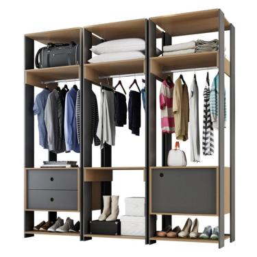 Imagem de Guarda Roupa 2 Gavetas E 1 Porta Siena Preto Freijó