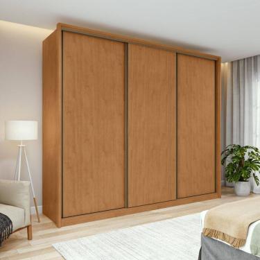 Imagem de Guarda-Roupa Casal 100% MDF 3 Portas 6 Gavetas Vitta 2,70 Amendoa/off White