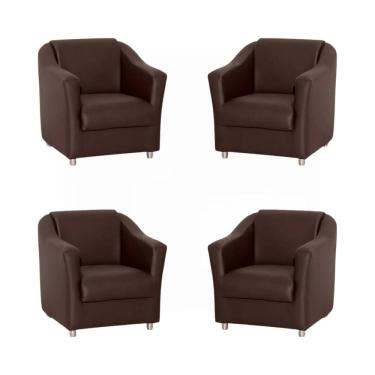 Imagem de Kit 4 Poltronas Bia Decorativa Reforçada Recepção Clinica Salão Sala De Estar Courino