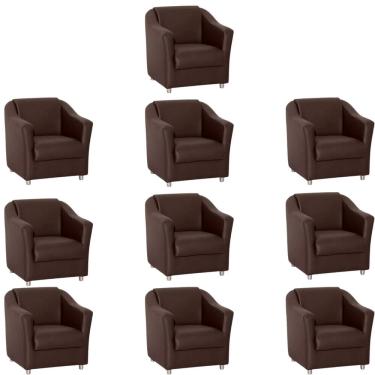 Imagem de Kit 10 Poltronas Bia Decorativa Reforçada Recepção Clínica Salão Sala De Estar Courino