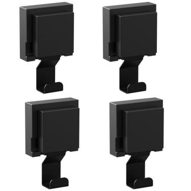 Imagem de Kit 4 Cabides De Parede Gancho Com Ventosa Preto F.Max