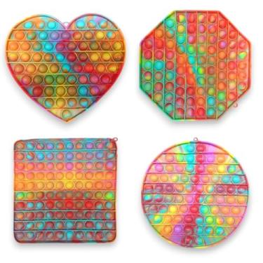 Imagem de 4 UNID Pop-it Fidget Toy GRANDE Bolha Empurre Autismo Anti-stress Original (LARANJA)