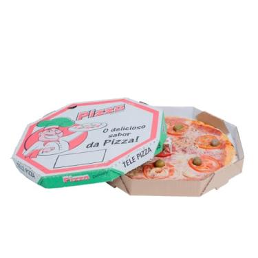 Imagem de Kit com 5 Pacotes Embalagem Oitavada para Pizza Nº30 Timbrada 25 Unidades Cada Total 125