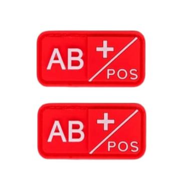 Imagem de Ruoming 2 peças externas 3D PVC borracha macia tipo sanguíneo médico, crachá de gancho de resgate, emblema de moral, acessório DIY (vermelho AB +)