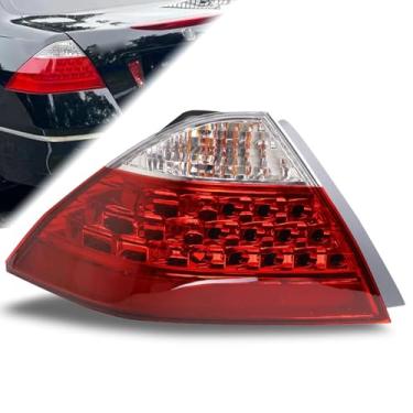 Imagem de Luz traseira compatível com Honda Accord Sedan 2006 2007 lado esquerdo do motorista lanterna traseira com lâmpada sem placa LED substitui 33551SDAA32 (vermelho com invólucro de lente branca)