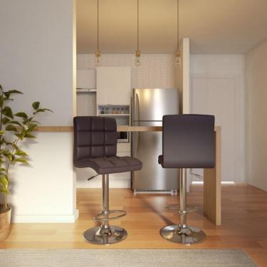 Imagem de Conjunto com 2 Banquetas Giratórias Ferguz Marrom Escuro