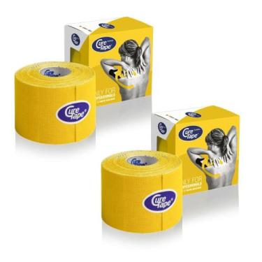 Imagem de Kit 2 Rolos Bandagem CureTape Tipo Kinesio Taping para Fisioterapia e 