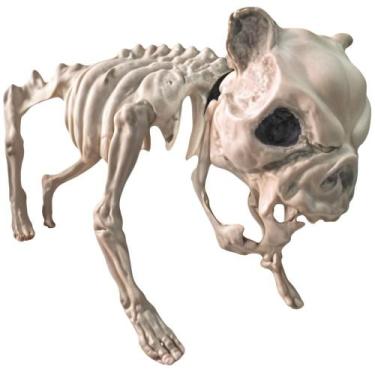 Imagem de Estátua de Halloween Esqueleto de Cachorro Com Coleira Decoração Gótic