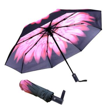 Imagem de Guarda-chuva pequeno NPCQUN Travel Essentials Flor vermelha à prova de