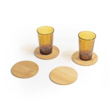 Imagem de Kit 4 Porta Copos De Bambu Mozcada Redondo Natural - OUTRAS MARCAS