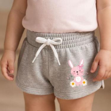 Imagem de Short Moletinho Infantil Estampado Feminino Coelhinha Be Kind Fofa Pri
