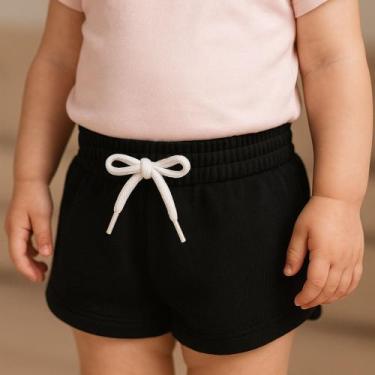 Imagem de Short Moletinho Infantil Feminino Liso Básico Confortável Moderninho -