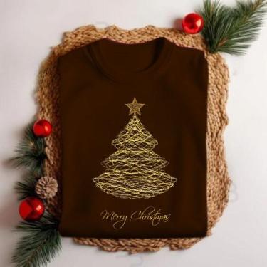 Imagem de Camiseta Unissex Natal Árvore Brilhante Festa Personalizada Elegante E