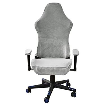 Imagem de CUTPOIY Cadeira de escritório cadeira de escritório cadeira de escritório ergonômica cadeira de jogo cadeira de corrida poltrona capa de assento banco de computador capa de sofá (cor: cinza) (cinza)