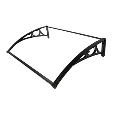 Imagem de Dossel de toldo de porta de janela de peça única proteção contra chuva UV externo com suporte preto (tamanho: 60 x 150 cm) (preto 60 x 100 cm)