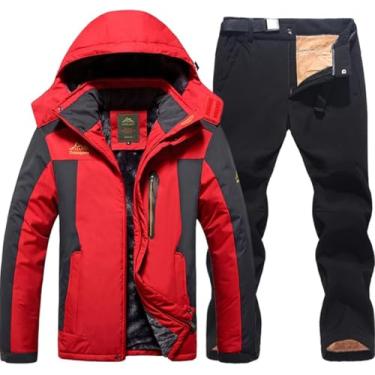 Imagem de Jaqueta De Esqui Calças Masculinas Inverno Quente Jaqueta Grossa Calças 2 Peças Conjunto à Prova De Vento à Prova D'água Esqui Fleece Coat Calças, jacket pants 7, XL