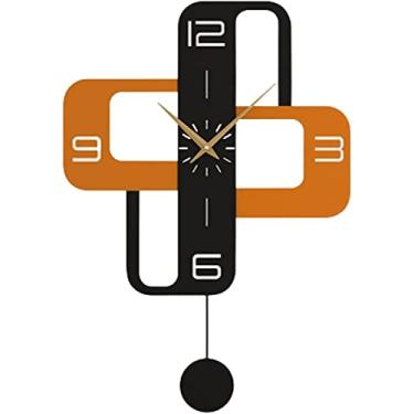 Imagem de Relógio de parede silencioso relógio de parede decoração interna relógio de parede sala de estar cozinha moderno estilo simples relógios de parede com pêndulo silencioso sem tique-taque relógio