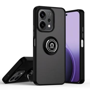 Imagem de QUIETIP Capa compatível com Oppo Reno 14 com protetor de tela, TPU + anel magnético de policarbonato rígido, capa de suporte para carro, preta