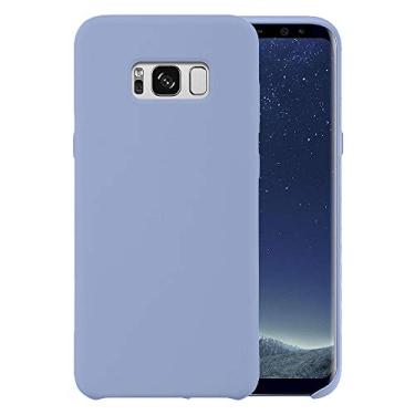 Imagem de Capa de telefone de silicone líquido para Samsung Galaxy S8+ Plus 6,2 polegadas G955 G955U à prova de choque/borracha gel/capa proteção contra quedas azul claro