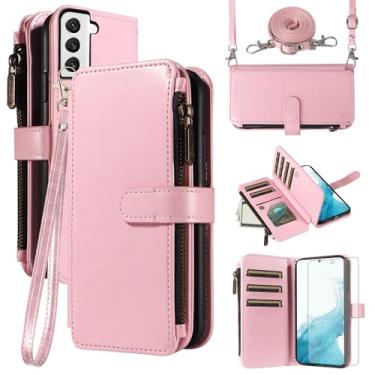 Imagem de Asuwish Capa de celular para Samsung Galaxy S22 5G com protetor de tela de vidro temperado e cordão com zíper, porta-cartões, suporte, acessórios para celular S 22 22S 4G G5 15.5 cm feminino masculino