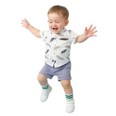 Imagem de Conjunto Roupa Mauricinho Infantil Temático Menino Branco - anjo da ma