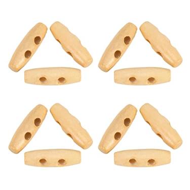 Imagem de ZJchao Botões de Madeira, Botões para Artesanato Marrons 50 Peças de Madeira Com Comprimento de Cerca de 3 Cm para Vários Estilos de Moda