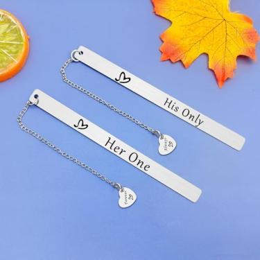 Imagem de Conjunto de 2 marcadores de livro para casal, presente para casal, presente romântico para esposa, marido, aniversário, lembrança, namorado, namorada